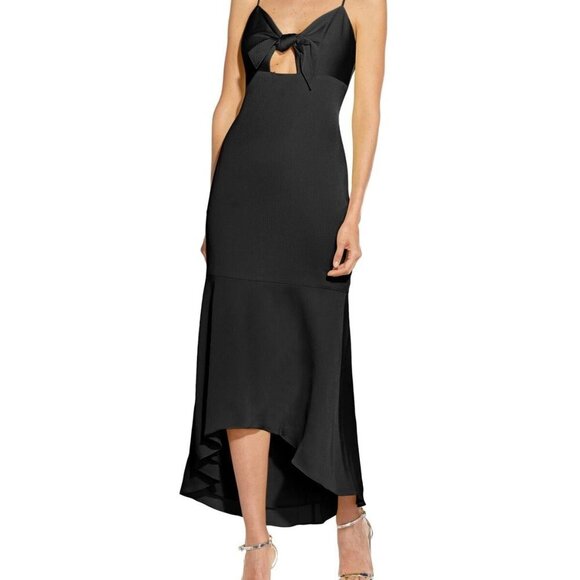 AIDAN Mattox Women's Tie-Front Cutout Sleeveless Mermaid Dress Black - Picture 4 of 7